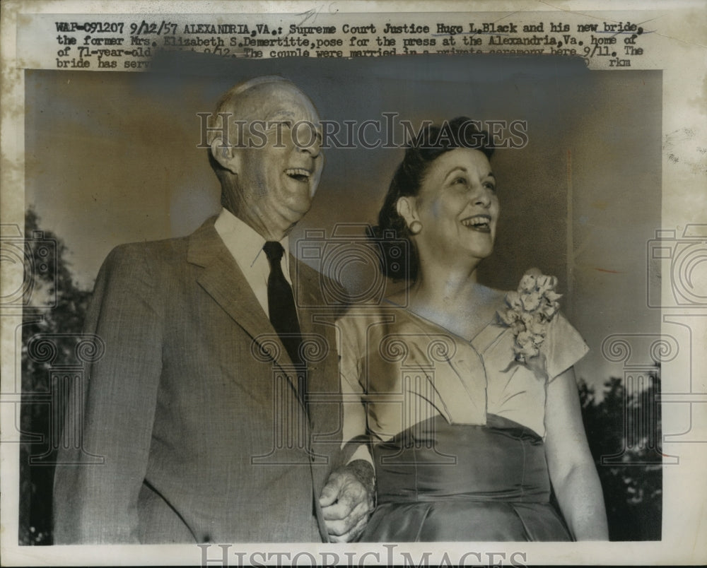 1957 Press Photo Hugo L Black &amp; His New Bridge Mrs Elizabeth S Demertitte- Historic Images