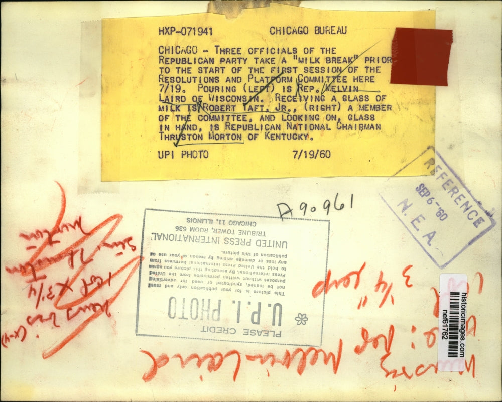 1960 Press Photo Officials of Republican Party Takes "Milk Break" Prior to Start