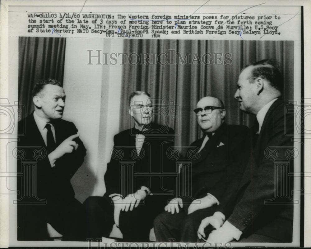 1960 Press Photo Western Foreign Ministers Pose for Pictures Prior to Meeting
