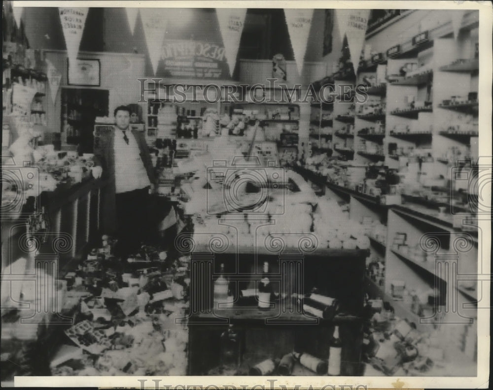 1933 Press Photo Walnut Park, California Drug Store Damage after Earthquake