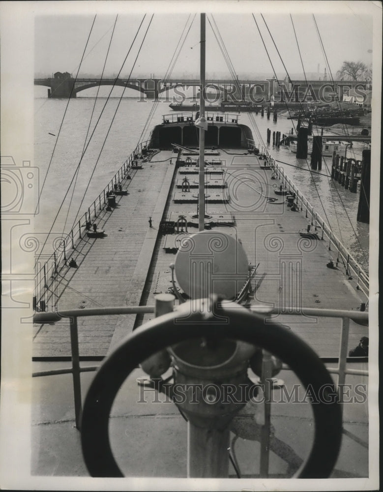 1939 Press Photo View of the Deck of Unique New Colomite-4 Seen From Cabin Top