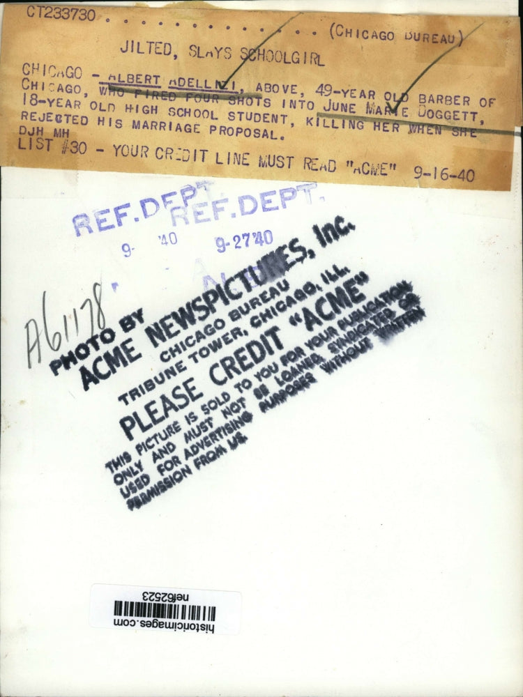 1940 Press Photo Albert Adellizi fired shots into June Marie Doggett - nef62523