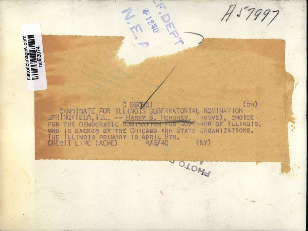 1940 Press Photo Harry B Hershey Backed by Chicago & State Organizations