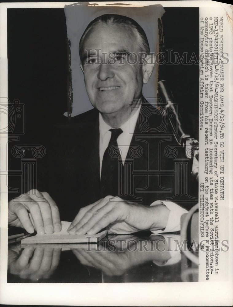 Load image into Gallery viewer, 1964 Press Photo Undersecretary of State W Averell Harriman - nef63117
