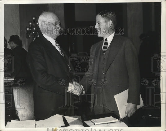 1935 Press Photo W.I. Myers, Senator Duncan U. Fletcher @ Senate Banking Hearing- Historic Images