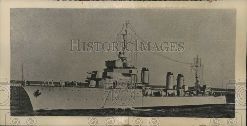 1940 Press Photo French destroyer Bison sunk by German planes in the North Sea