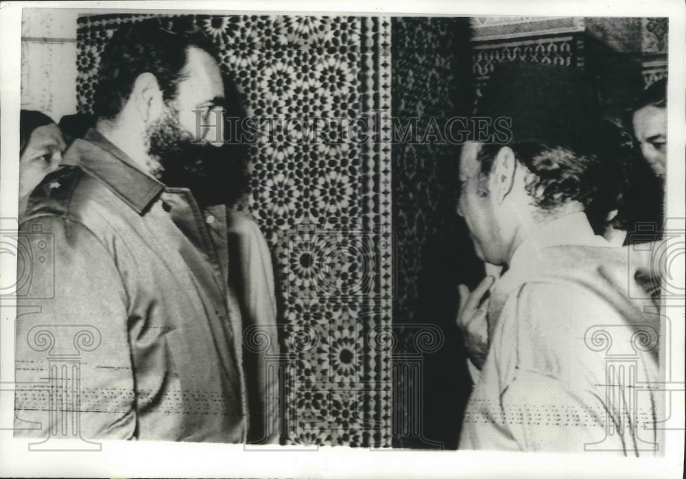 1972 Press Photo Castro Confers with King Hassan II at Talks in Guest Palace- Historic Images