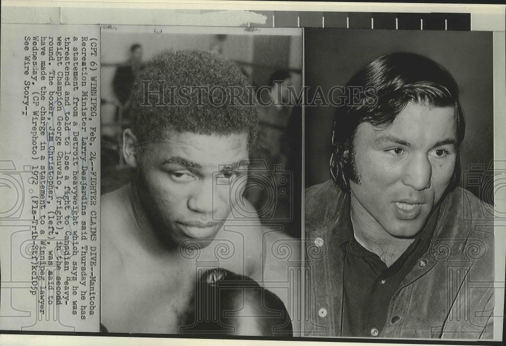 1972 Press Photo Heavyweight Jim Christopher Threatened & Told to Lose Fight