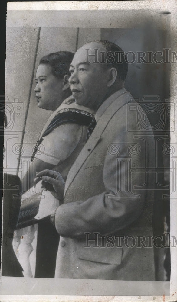 1955 Press Photo Prince Norodom Suramarit and wife of Cambodia - Historic Images