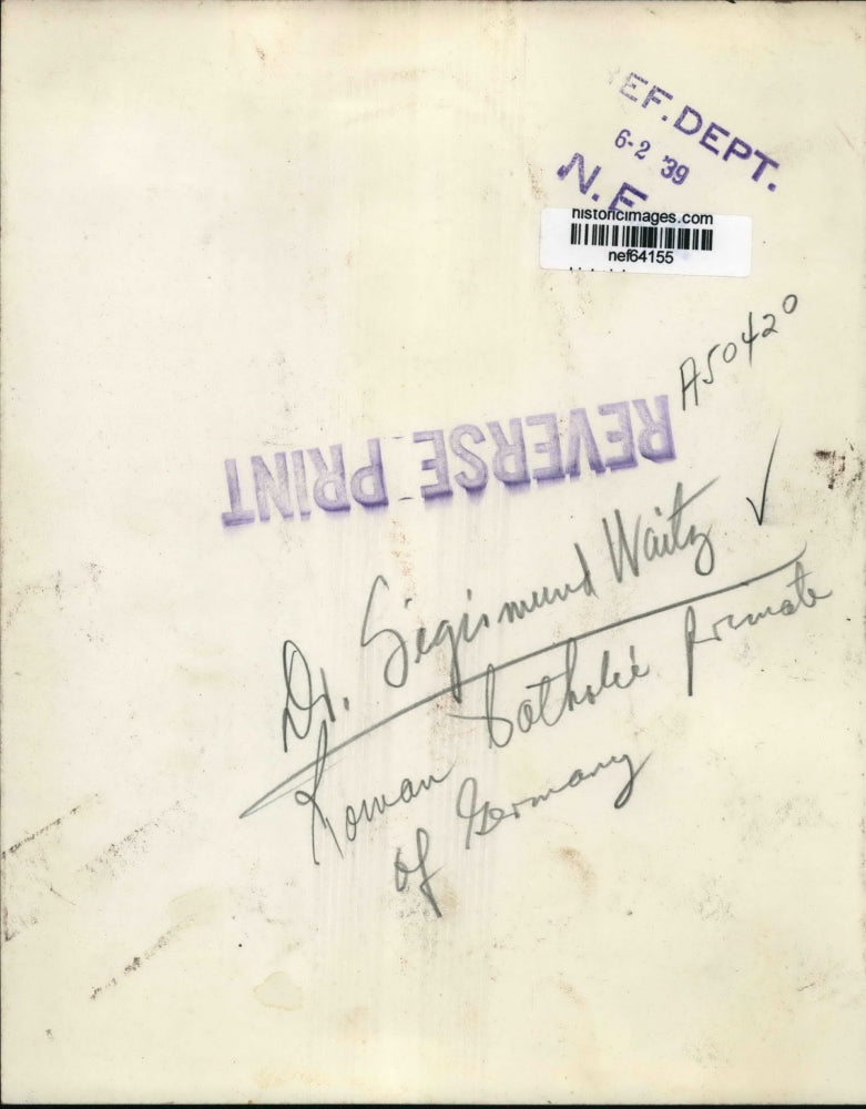 1939 Press Photo Dr. Sigimund Waitz Roman Catholic Priest of Germany - nef64155