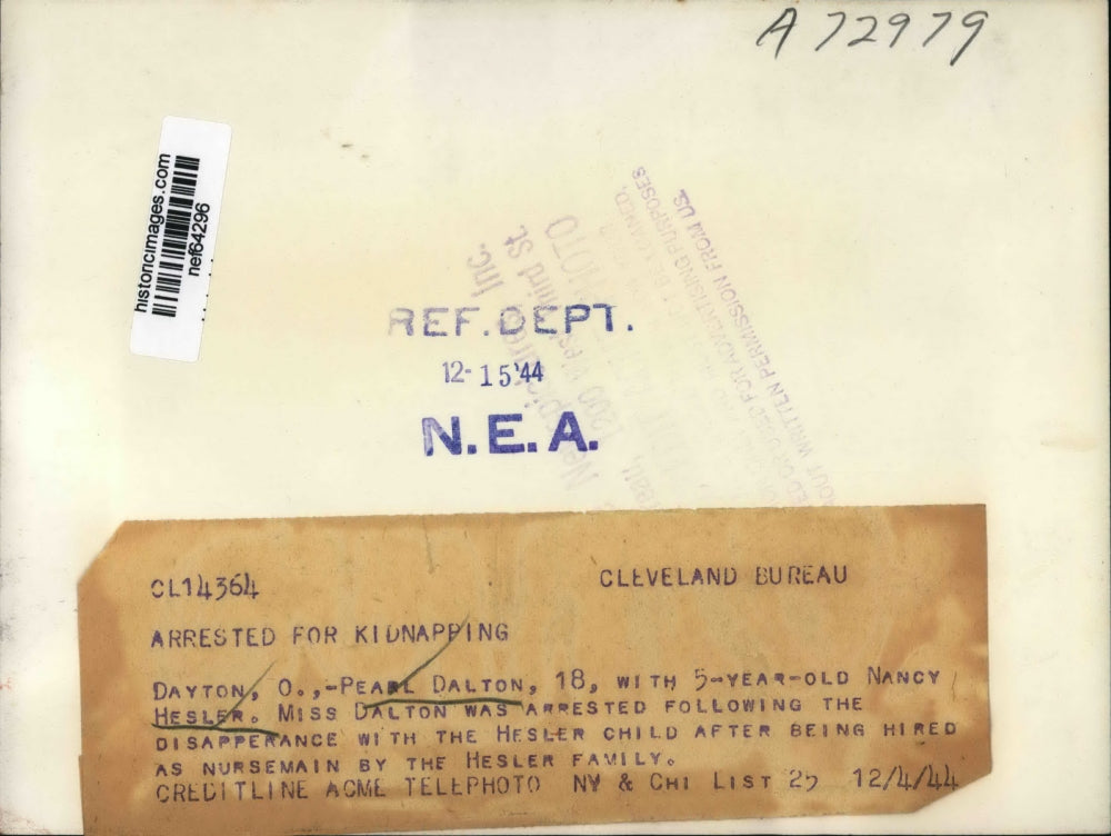 1944 Press Photo Pearl Dalton & Nancy Hesler, Child She Allegedly Kidnapped