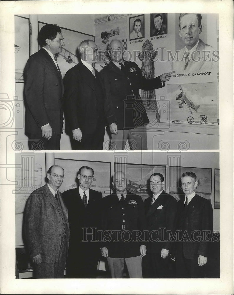 1944 Press Photo Mayor Frank Lausche, Ohio Meets Air Force Officials - nef64446
