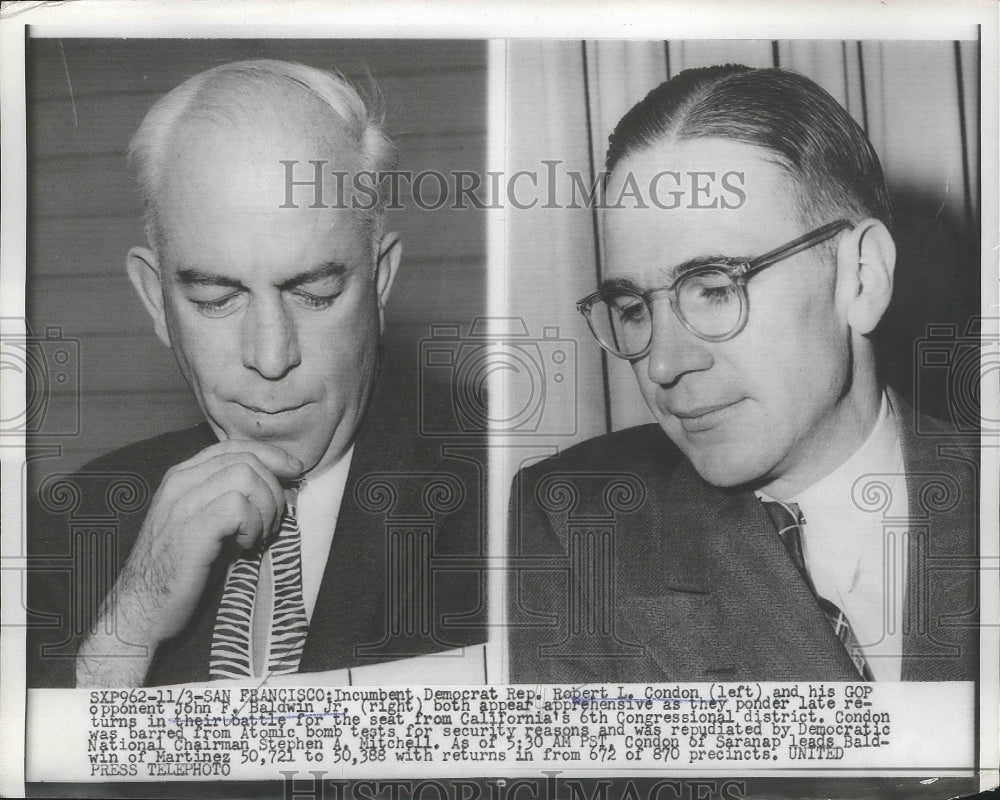 1954 Press Photo Rep Robert L Cohen & His Opponent John F Baldwin Jr - nef64514