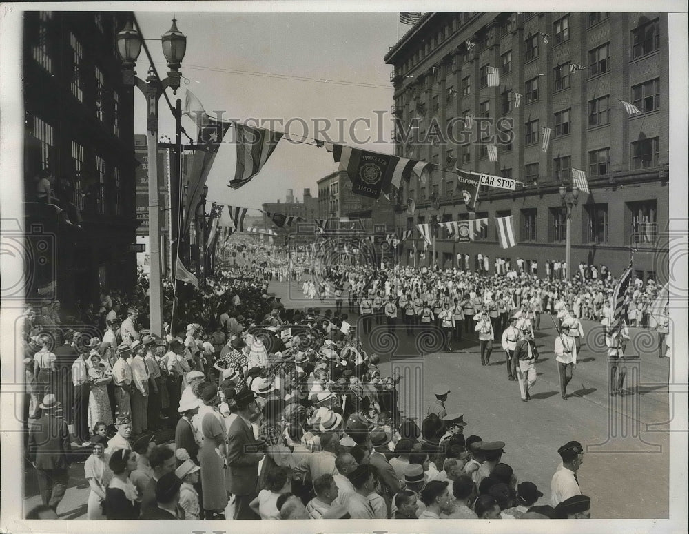 1935 Press Photo American Legionaires took part in seven hour Parade at St.Louis