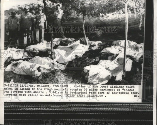 1956 Press Photo victims of Aerovias Guest airliner crash, Managua, Nicaragua