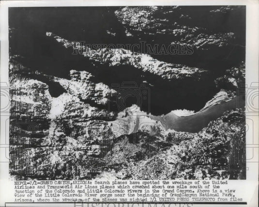 1956 Press Photo Planes Spot Wreckage of United Airlines & Trans-World Planes