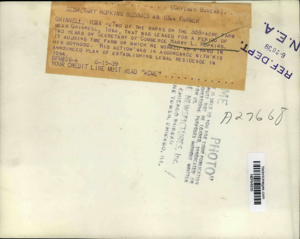 1939 Press Photo Two of the Barns on the 388-Acre Farm Leased by Harry L Hopkins