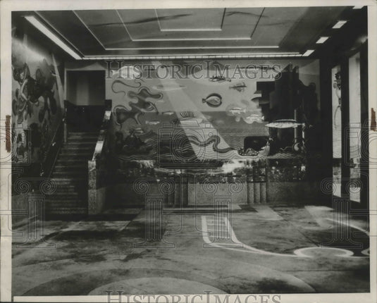 1939 Press Photo Submarine Murals in Aquatic Park in San Francisco - nef65033