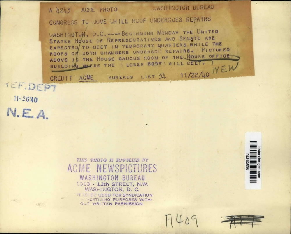 1940 Press Photo House of Caucus Room of the House Office Building in Washington