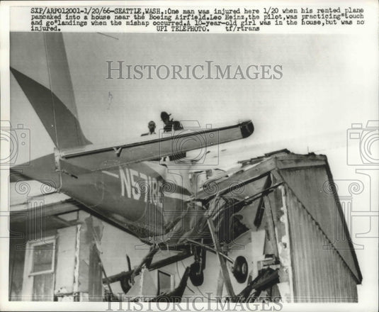 1966 Press Photo One Man Injured When Rented Plane Pancaked Into House - Historic Images