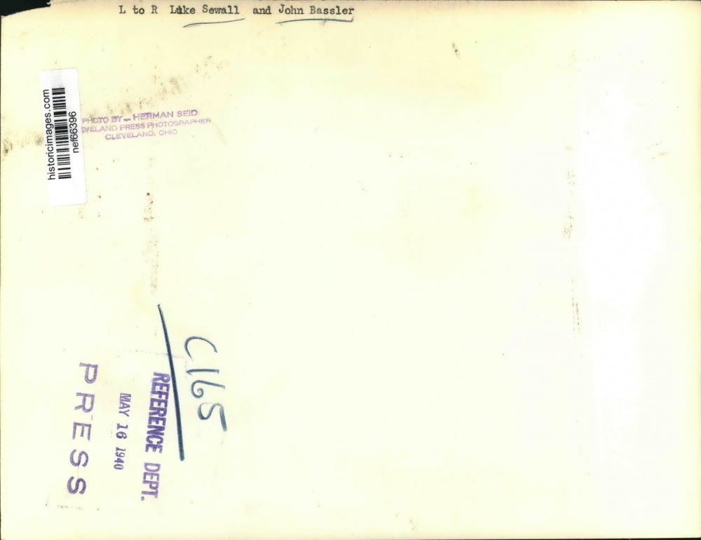 1940 Press Photo Luke Sewall and John Bassler, American Baseball Player