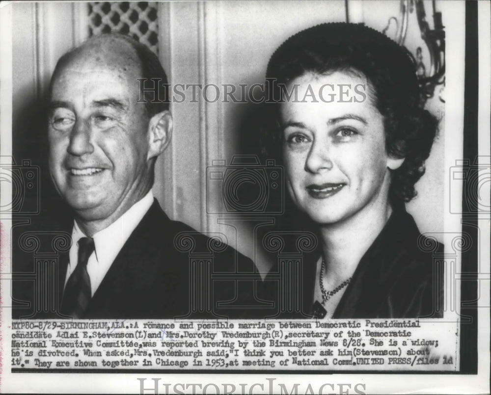 1956 Press Photo Possible Marriage Between Adlai Stevenson & Dorothy Vredenburgh