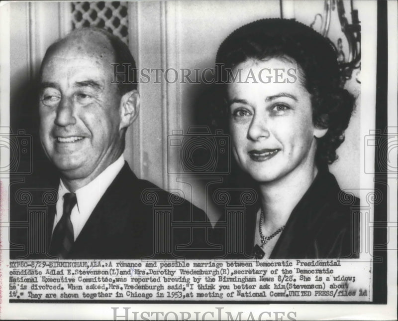 Load image into Gallery viewer, 1956 Press Photo Possible Marriage Between Adlai Stevenson &amp; Dorothy Vredenburgh
