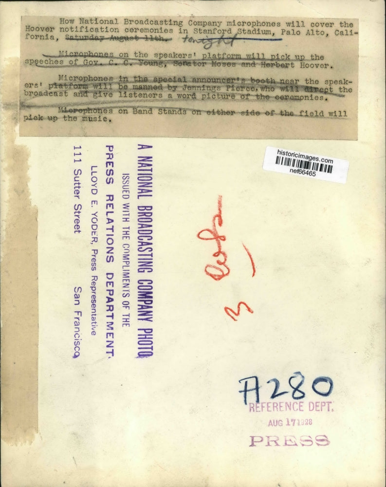 1928 Press Photo How Microphones Will Cover Hoover Notification Ceremonies