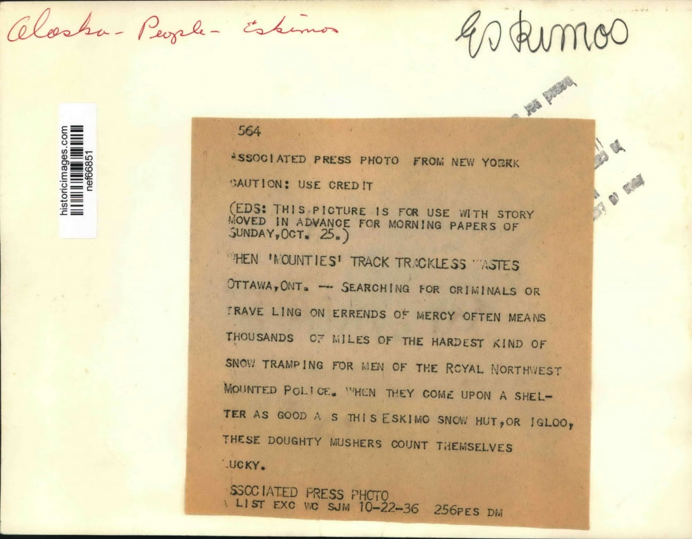 1936 Press Photo Shelter as good as this Eskimo Snow Hut or Igloo - nef66851