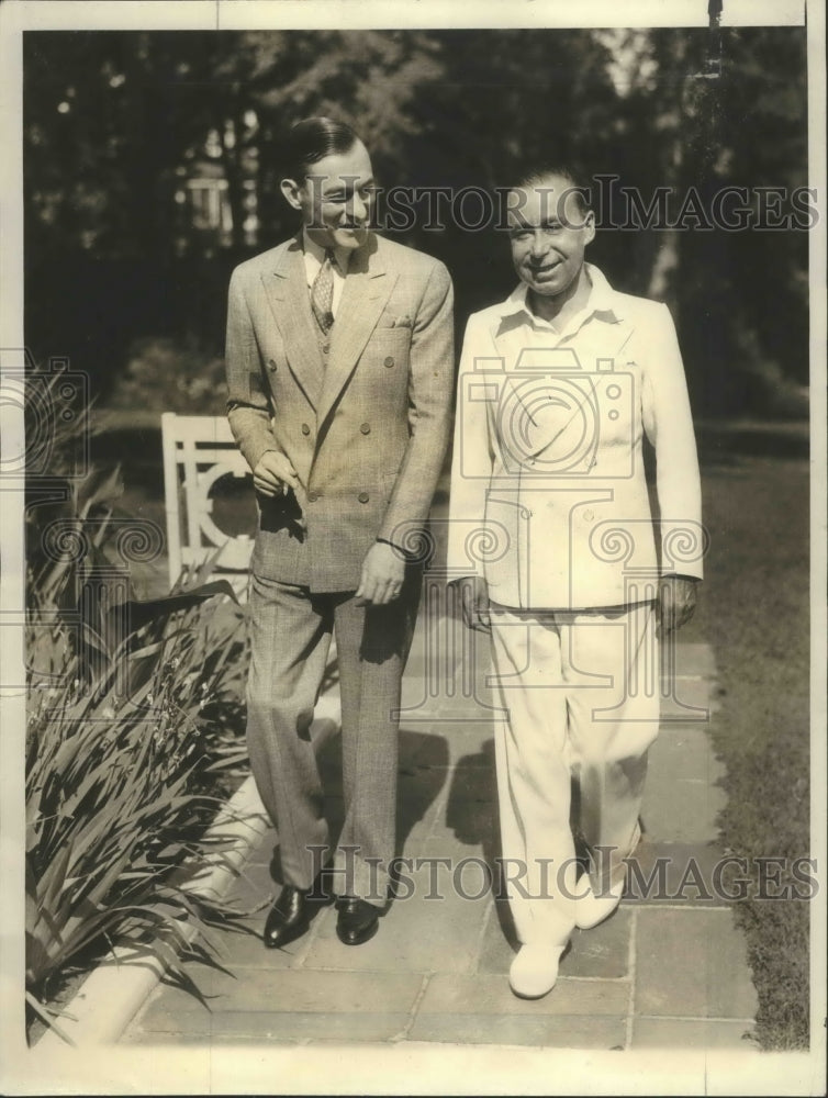 1924 Press Photo Major James J Walker Walking with Friend A.C. Blumenthal