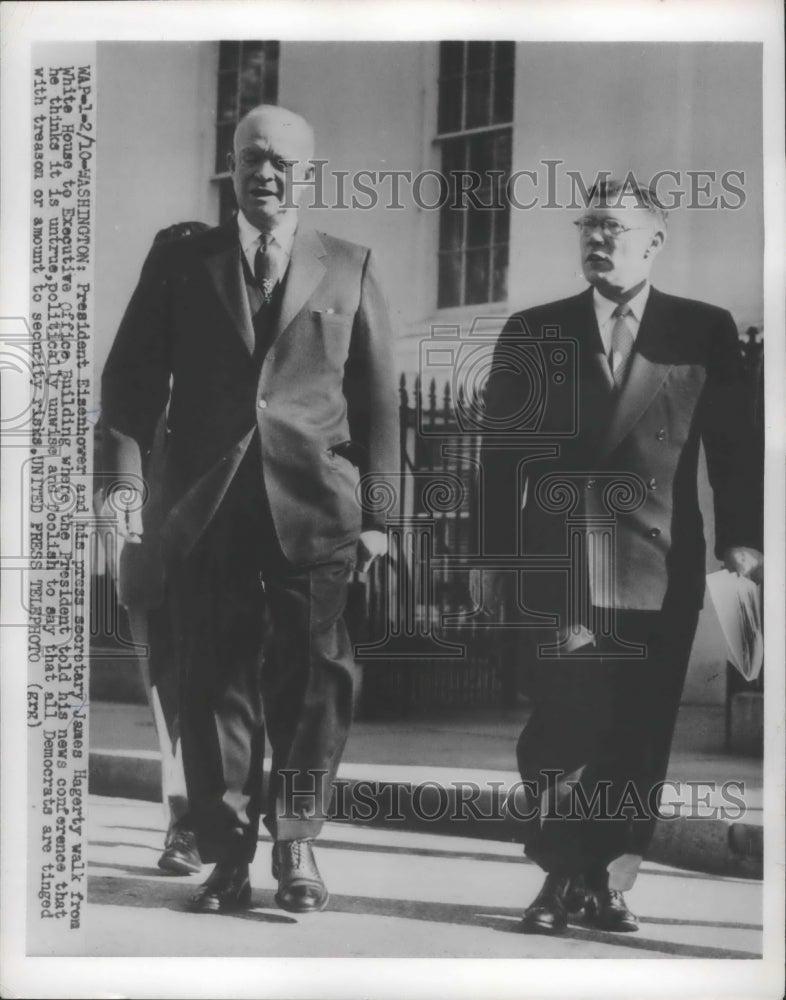 1954 Press Photo Pres Eisenhower & His Press Secretary James Hagerty - nef66986