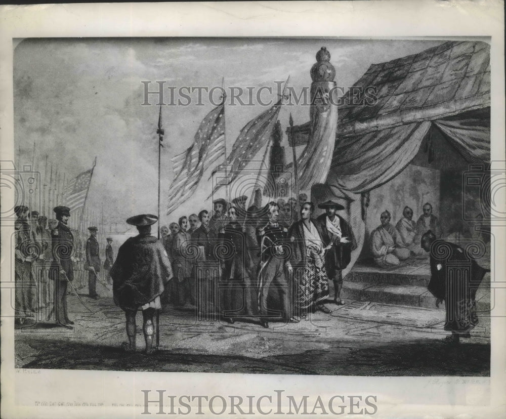 1945 Press Photo Lithograph From "Narrative of Expedition of American Squadron"