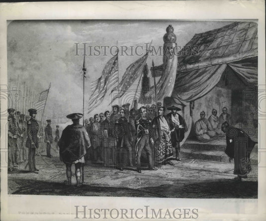 1945 Press Photo Lithograph From "Narrative of Expedition of American Squadron"