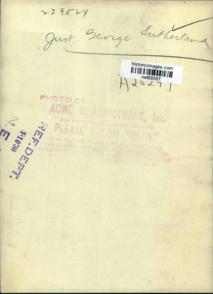 1938 Press Photo Judge George Sutherland - nef68587