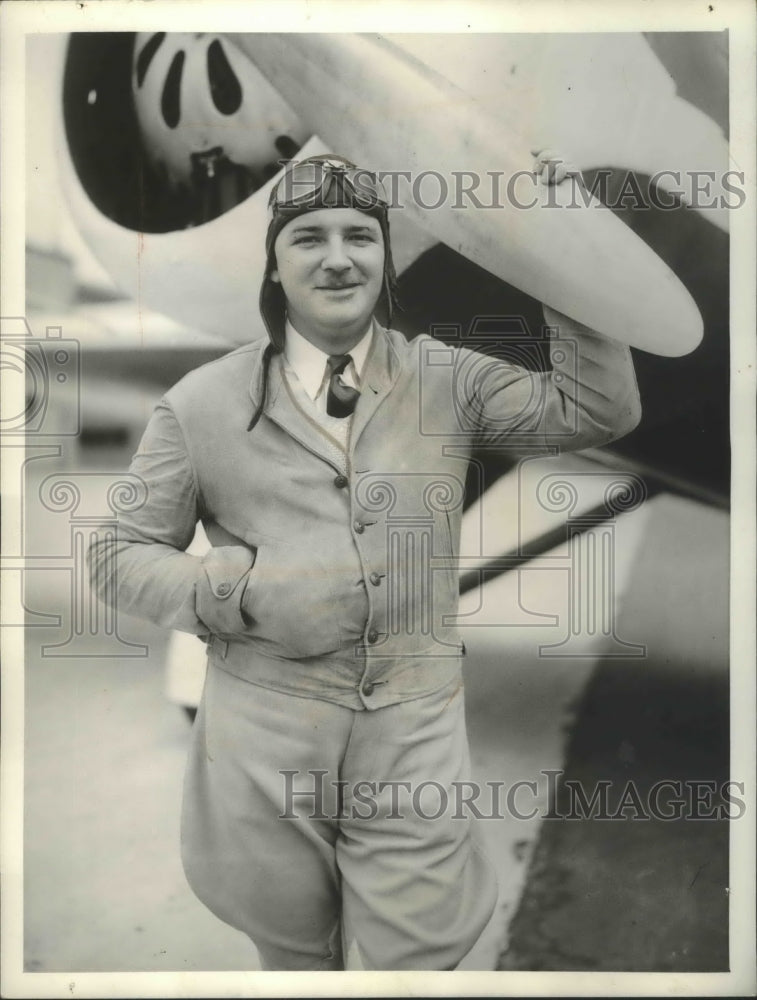 1934 Press Photo Monty G. Mason, Transport Flyer flight Los Angeles to Tokyo