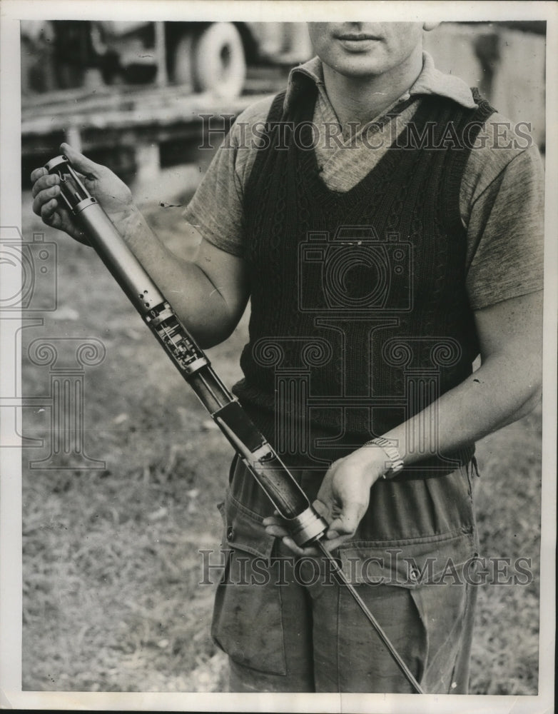 1953 Press Photo Muffler For Nature's Steam Engine In Wairakei, New Zealand