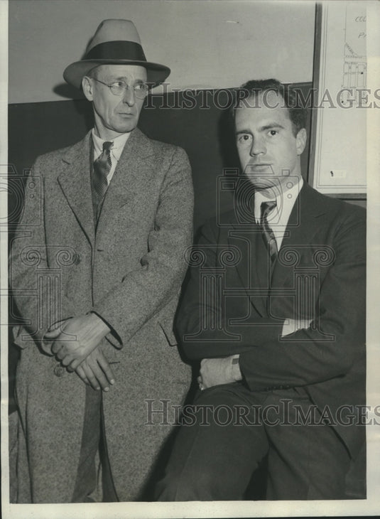 1933 Press Photo Earle Wynekoop questioned for wife's murder and father in law