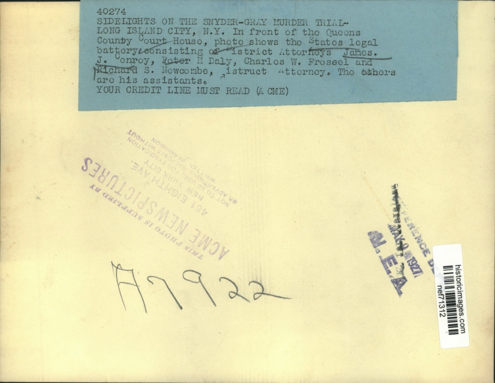 1927 Press Photo District lawyers for the Snyder-Gray murder trial - nef71312