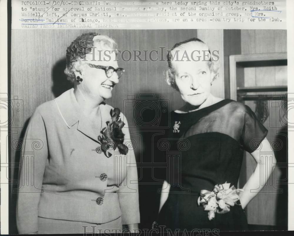 1960 Press Photo Edith Waddell and Dorothea Sullivan Want A Grandmothers Day