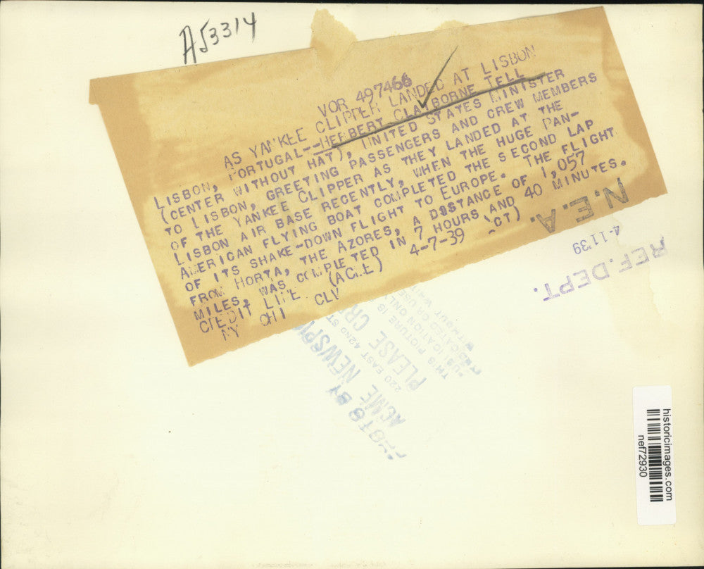 1939 Press Photo The United States Minister to Lisbon Herbert Claiborne Tell