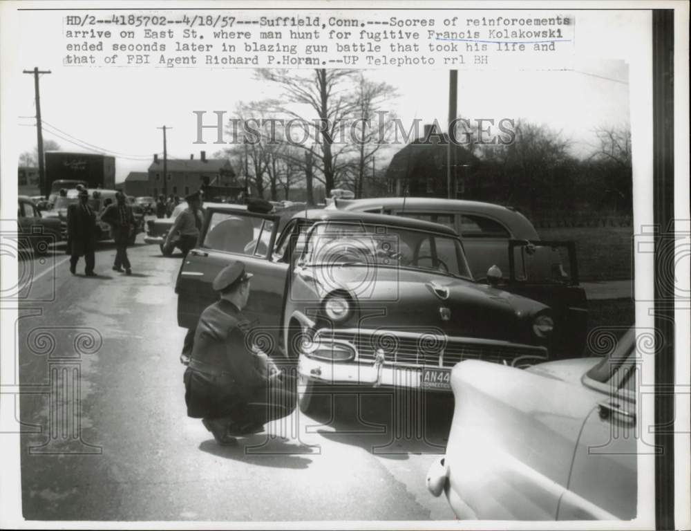 1957 Press Photo Scene of manhunt for fugitive Francis Kolakowski, Connecticut