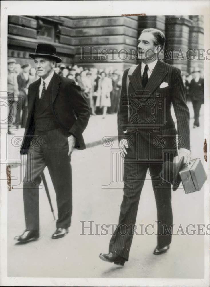 1939 Press Photo Lord Chatfield and Anthony Eden leave #10 Downing Street London- Historic Images