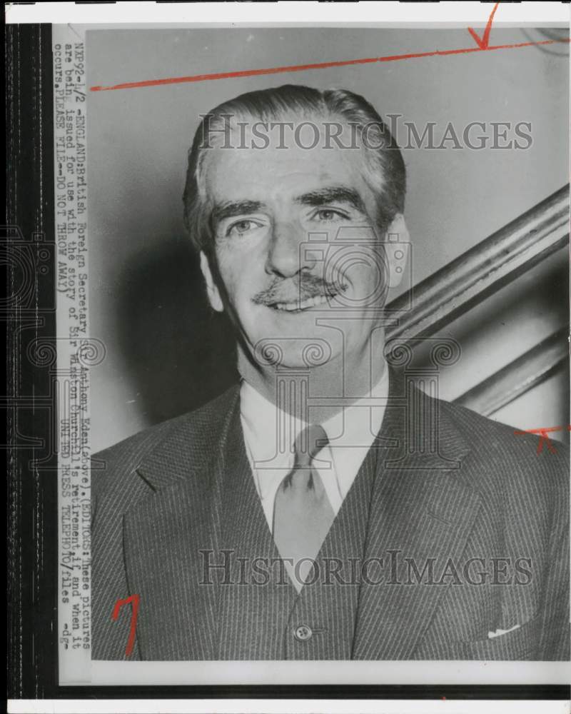 1955 Press Photo British Foreign Secretary Sir Anthony Eden - nef74185