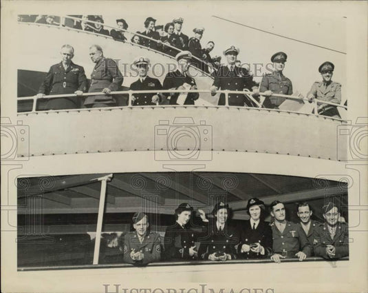 1943 Press Photo Military officials take trip on steamer Saguenay, Canada- Historic Images