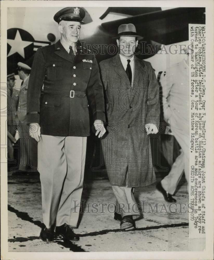 1951 Press Photo General Omar N. Bradley with Charles Bohlen in Washington, DC