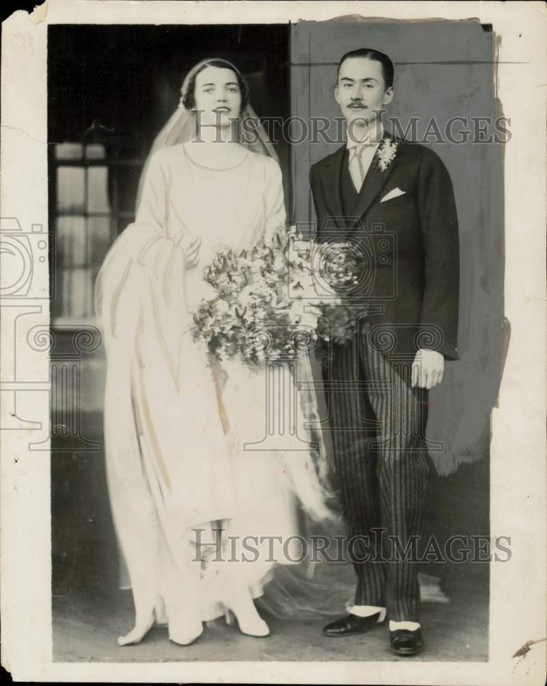 1929 Press Photo Henry Huddleston Rogers Jr. weds Virginia Lincoln in Ohio- Historic Images