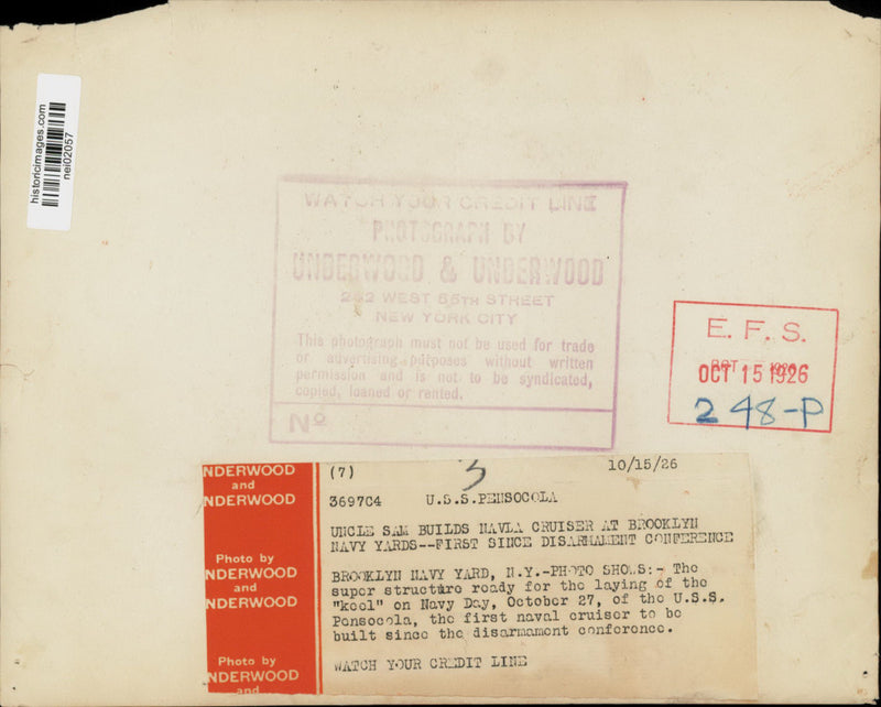 Load image into Gallery viewer, 1926 Press Photo Structure for laying of the "keel" of U.S.S. Pensacola, N.Y.
