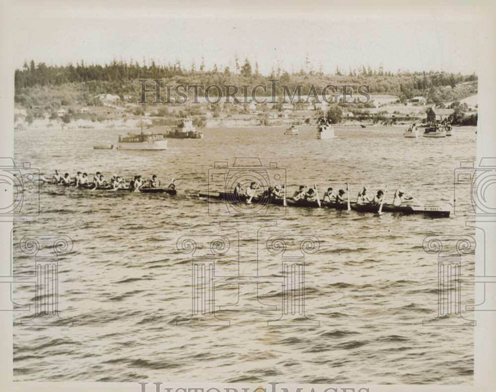 1937 Press Photo Northwest championship war canoe race, Coupeville, Washington- Historic Images