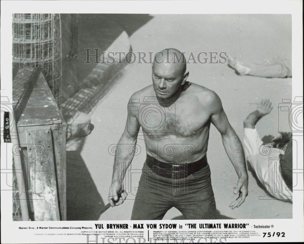 Press Photo Yul Brynner in a scene from &quot;The Ultimate Warrior&quot; - nei11968- Historic Images