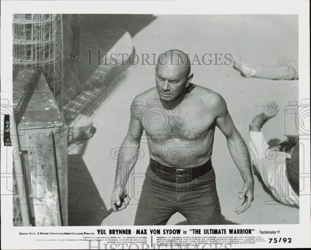 Press Photo Yul Brynner in a scene from "The Ultimate Warrior" - nei11968- Historic Images